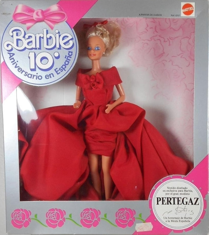 RARE NIB BARBIE "10TH ANIVERSARIO FROM SPAIN" BY DESIGNER MANUEL PERTEGAZ, 1988