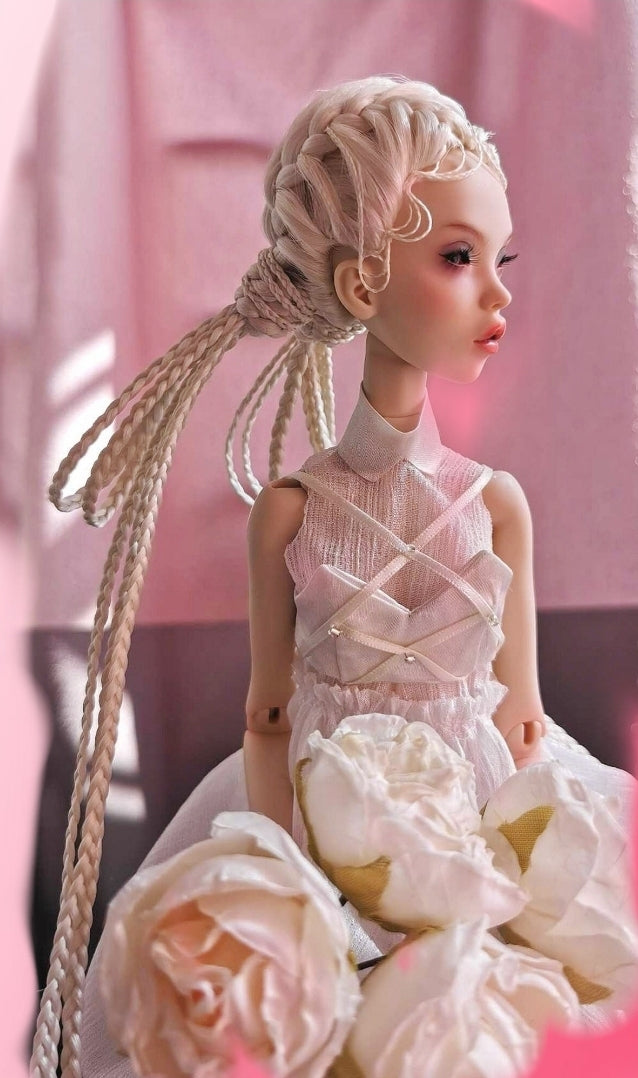 Handmade Intricately Braided BJD Doll Wig 4-5in