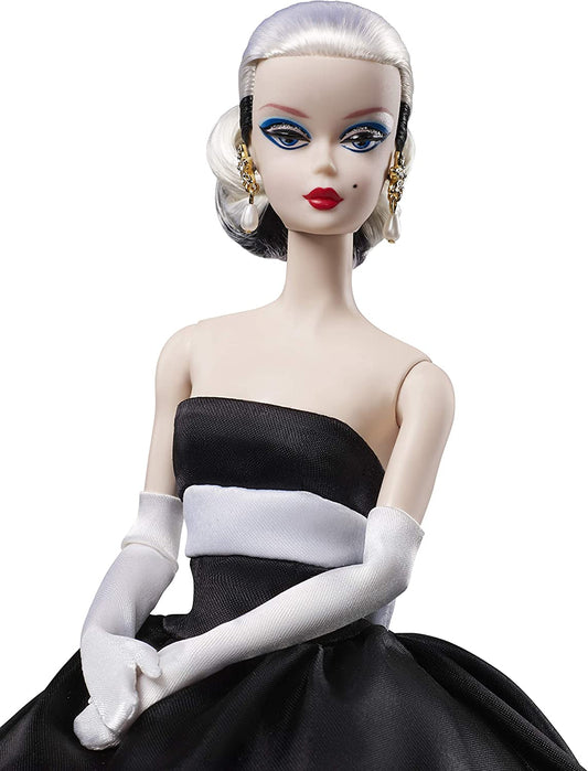 BARBIE SILKSTONE BLACK & WHITE FOREVER GLAMOUR EVENING GOWN