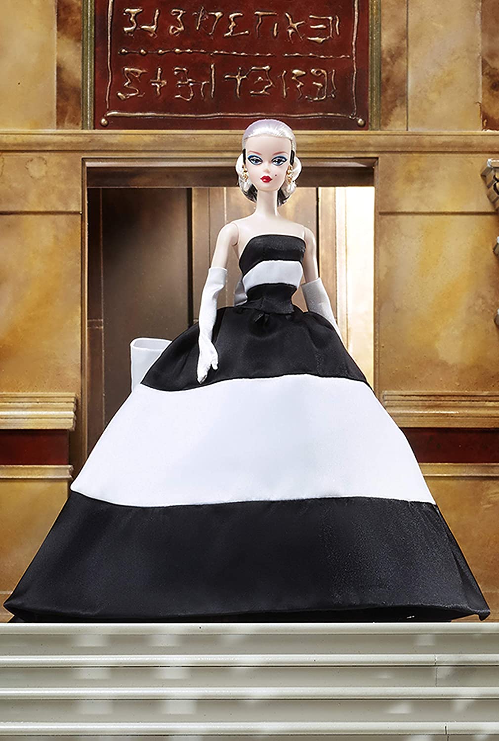 BARBIE SILKSTONE BLACK & WHITE FOREVER GLAMOUR EVENING GOWN