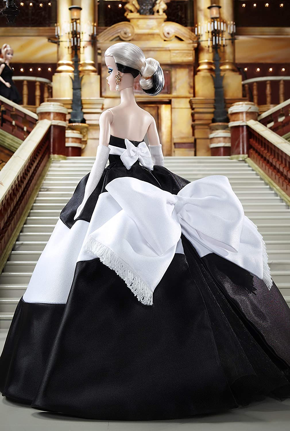 BARBIE SILKSTONE BLACK & WHITE FOREVER GLAMOUR EVENING GOWN