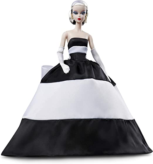 BARBIE SILKSTONE BLACK & WHITE FOREVER GLAMOUR EVENING GOWN