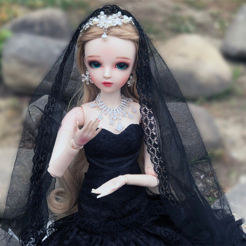 Handmade beautiful BJD 60CM In Elegant Black Wedding Dress