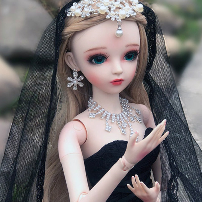 Handmade beautiful BJD 60CM In Elegant Black Wedding Dress