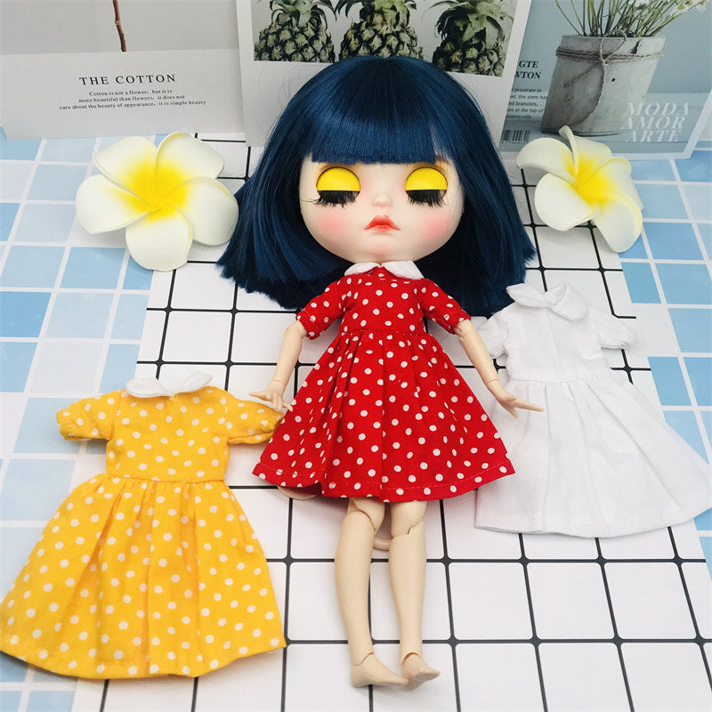 New 1pcs Doll collar dress Blyth doll clothes cute princess dress suitable for Barbie Blyth Azone BJD 1/6 Doll Accessories