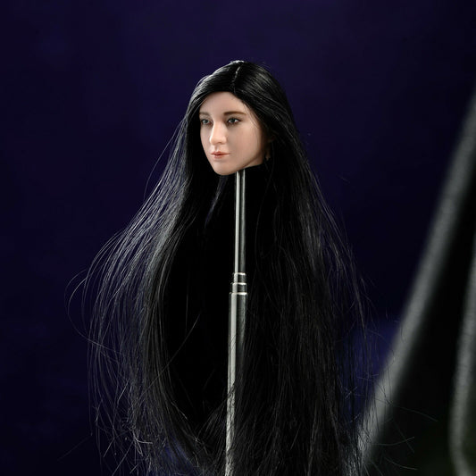 1:6 Scale Beauty Girl Head Sculpt With Long Black Straight Hair Fit 12&#39;&#39; Action Figure Dolls
