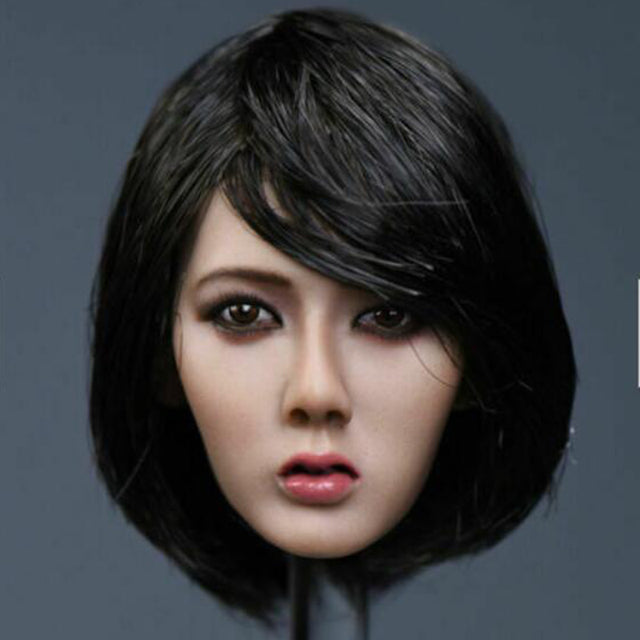 YMTOYS Asia Girl Xiu Head Sculpt Model w/Long/short  hair fits Figure Doll