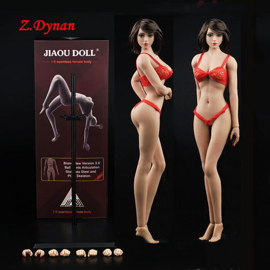 Jiaou doll 1/6 Scale 5 skin color 3.0 Detachable feet Middle Breast female body muscle doll 12&quot; seamless  Action Figure JOQ15C